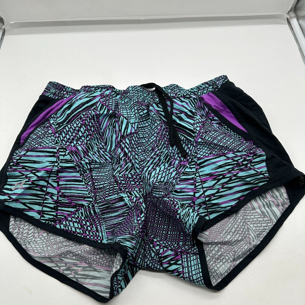 EUC Under Armour Womens Juniors Small S Athletic Shorts Blue Black Purple